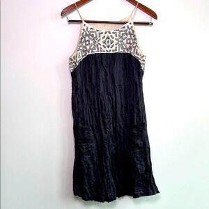 Vintage Nicole Miller Whimsygoth Beaded Slip Dress Metallic Black White M